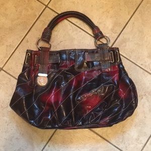 Burgundy and brown purse